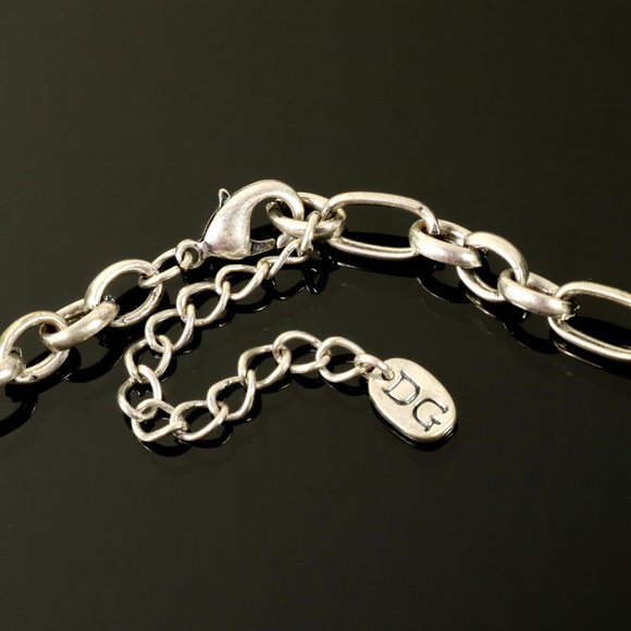 Chunky DG Necklace Black Stone Silver Tone - Picture 12 of 14